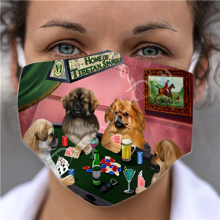 Home of Tibetan Spaniel Dogs Playing Poker Face Mask FM49827