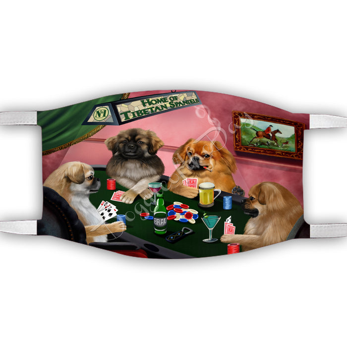 Home of Tibetan Spaniel Dogs Playing Poker Face Mask FM49827