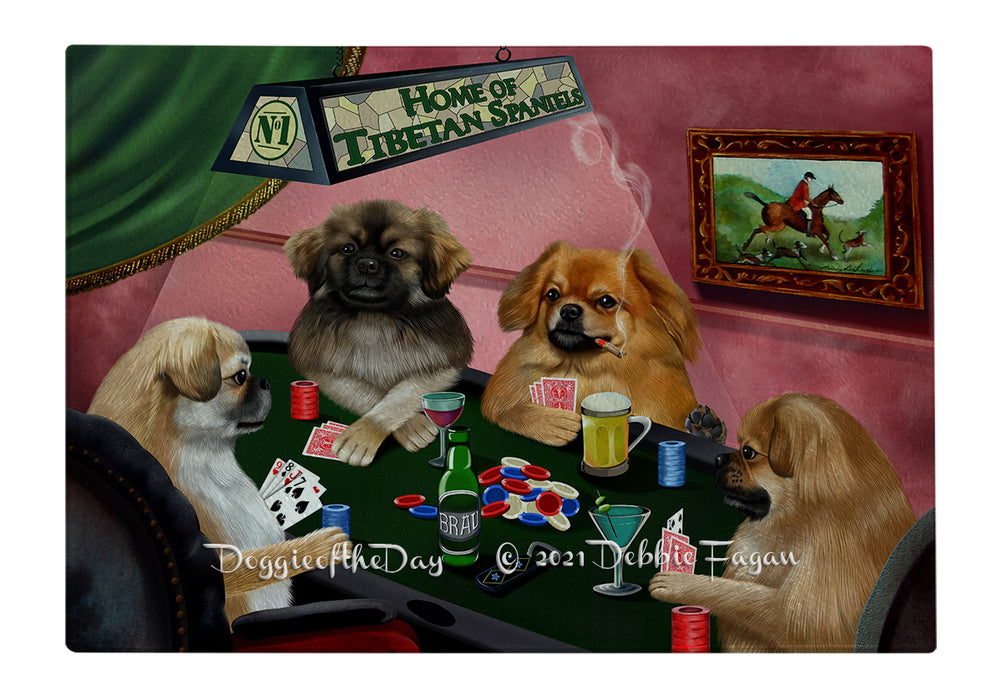 Home of Tibetan Spaniel Dogs Playing Poker Cutting Board - Easy Grip Non-Slip Dishwasher Safe Chopping Board Vegetables C79192