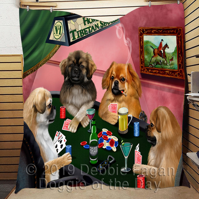 Home of  Tibetan Spaniel Dogs Playing Poker Quilt