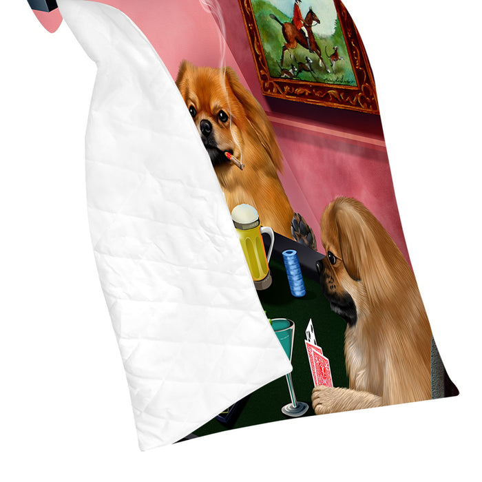 Home of  Tibetan Spaniel Dogs Playing Poker Quilt