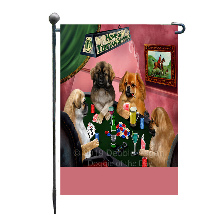 Personalized Home of Tibetan Spaniel Dogs Four Dogs Playing Poker Custom Garden Flags GFLG-DOTD-A60303