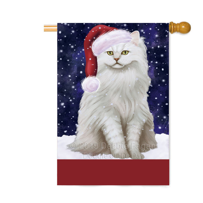 Personalized Let It Snow Happy Holidays Tiffany Cat Custom House Flag FLG-DOTD-A62527