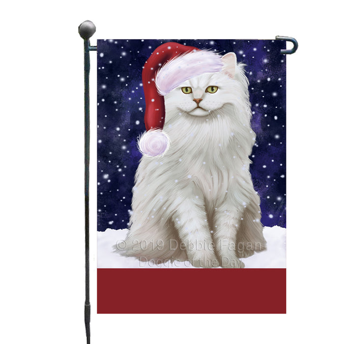 Personalized Let It Snow Happy Holidays Tiffany Cat Custom Garden Flags GFLG-DOTD-A62471