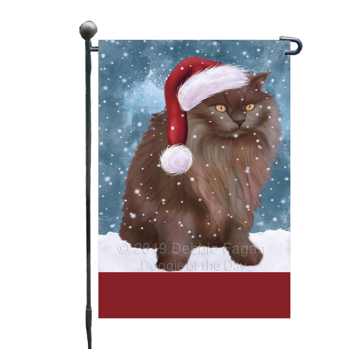 Personalized Let It Snow Happy Holidays Tiffany Cat Custom Garden Flags GFLG-DOTD-A62470