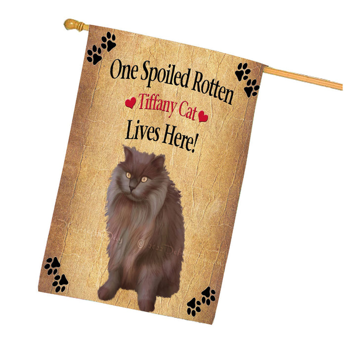 Spoiled Rotten Tiffany Cat House Flag Outdoor Decorative Double Sided Pet Portrait Weather Resistant Premium Quality Animal Printed Home Decorative Flags 100% Polyester FLG68561