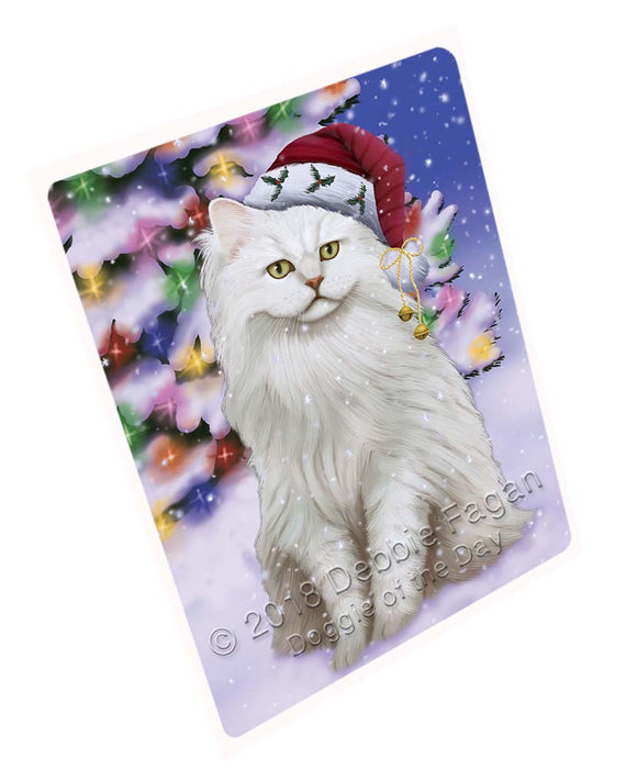 Winterland Wonderland Tiffany Cat In Christmas Holiday Scenic Background Magnet MAG72363 (Small 5.5" x 4.25")
