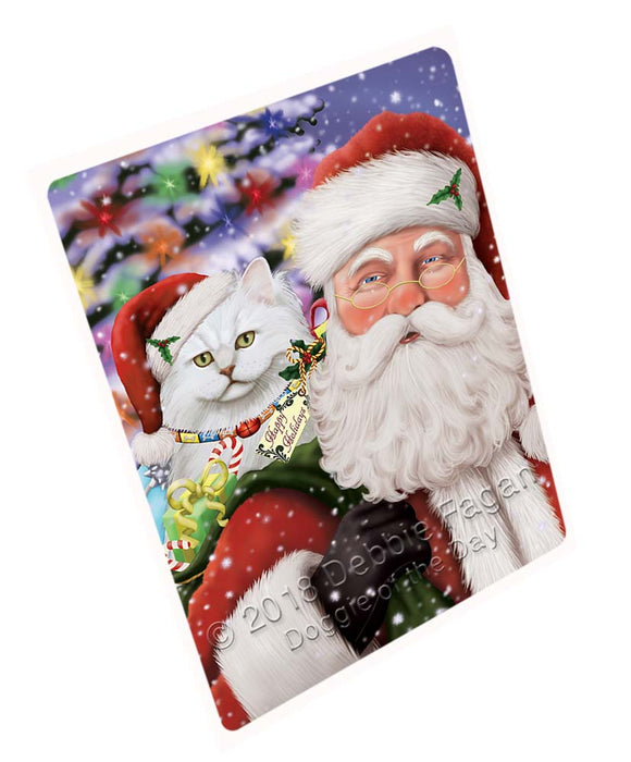 Santa Carrying Tiffany Cat and Christmas Presents Magnet MAG71772 (Small 5.5" x 4.25")