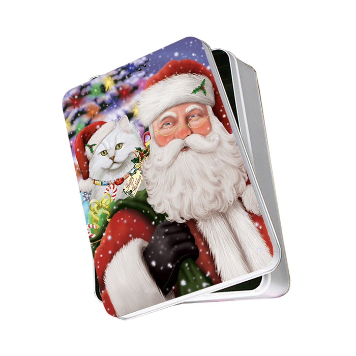 Santa Carrying Tiffany Cat and Christmas Presents Photo Storage Tin PITN55488