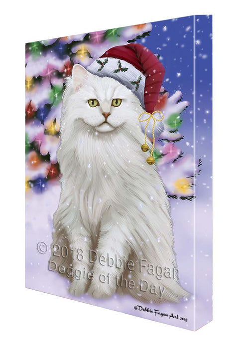 Winterland Wonderland Tiffany Cat In Christmas Holiday Scenic Background Canvas Print Wall Art Décor CVS121607