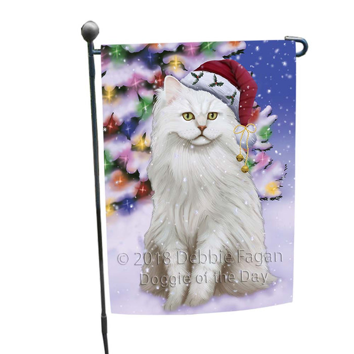 Winterland Wonderland Tiffany Cat In Christmas Holiday Scenic Background Garden Flag GFLG56035