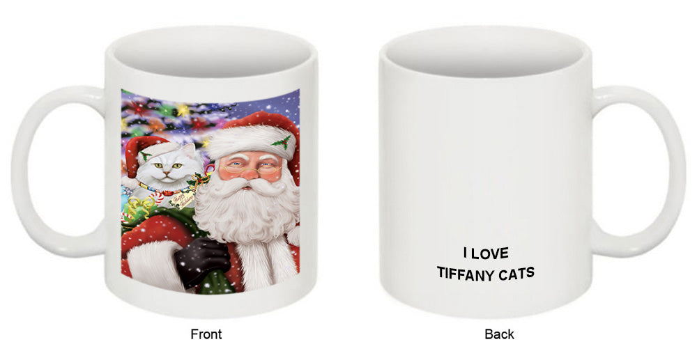 Santa Carrying Tiffany Cat and Christmas Presents Coffee Mug MUG50943