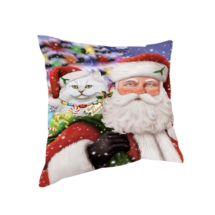 Santa Carrying Tiffany Cat and Christmas Presents Pillow PIL71108
