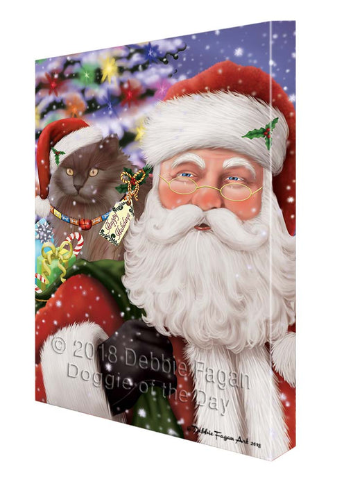 Santa Carrying Tiffany Cat and Christmas Presents Canvas Print Wall Art Décor CVS119843