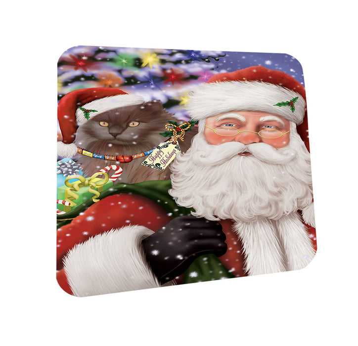 Santa Carrying Tiffany Cat and Christmas Presents Coasters Set of 4 CST55504