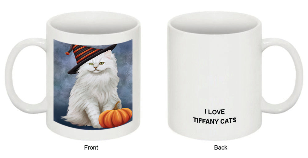 Happy Halloween Tiffany Cat Wearing Witch Hat with Pumpkin Coffee Mug MUG50225