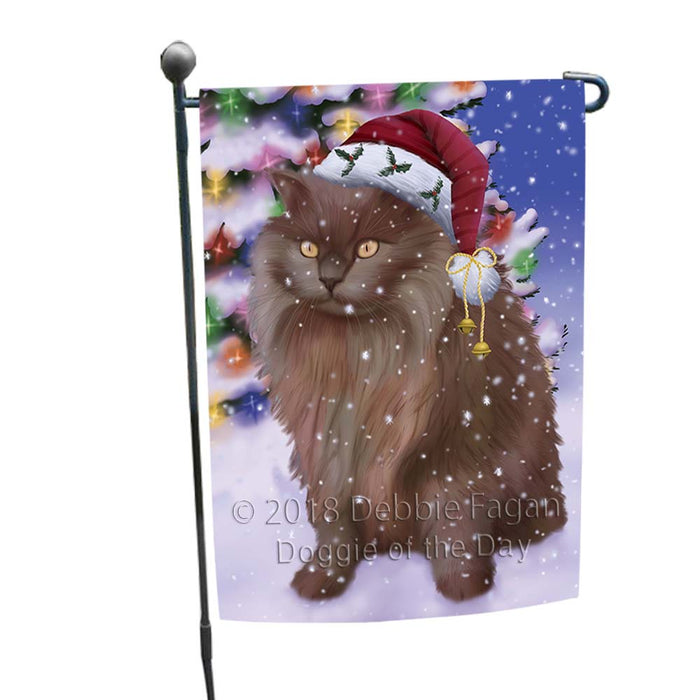 Winterland Wonderland Tiffany Cat In Christmas Holiday Scenic Background Garden Flag GFLG56036