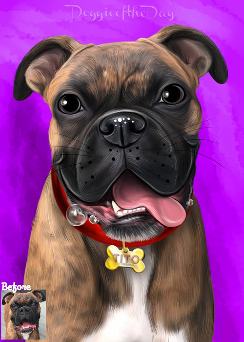 Digital Painting PERSONALIZED Caricature PET PORTRAIT! Custom Pet Dog or Cat Art