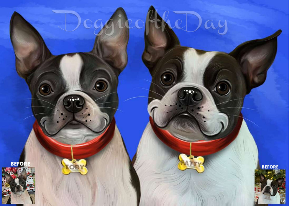 Digital Painting PERSONALIZED Caricature PET PORTRAIT! Custom Pet Dog or Cat Art