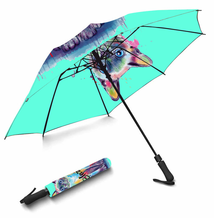 Custom Pet Name Personalized Watercolor Tonkinese CatSemi-Automatic Foldable Umbrella