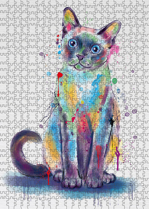 Watercolor Tonkinese Cat Portrait Jigsaw Puzzle for Adults Animal Interlocking Puzzle Game Unique Gift for Dog Lover's