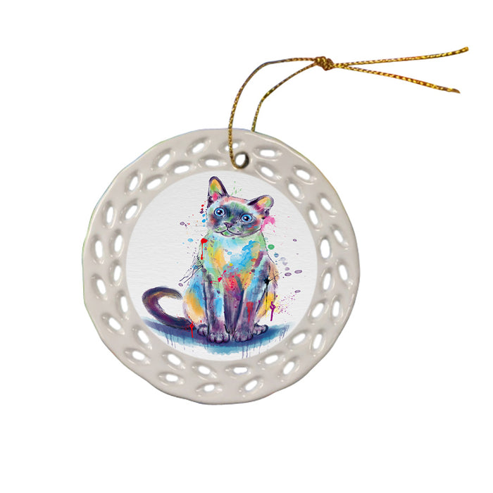 Watercolor Tonkinese Cat Doily Ornament DPOR58155