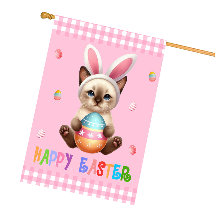 Tonkinese Cat Easter Day House Flags with Multi Design - Double Sided Easter Festival Gift for Home Decoration  - Holiday Cats Flag Decor 28" x 40"