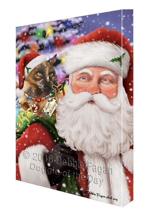Santa Carrying Tortoiseshell Cat and Christmas Presents Canvas Print Wall Art Décor CVS119852