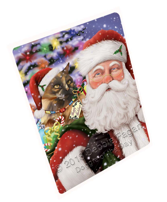 Santa Carrying Tortoiseshell Cat and Christmas Presents Magnet MAG71778 (Small 5.5" x 4.25")