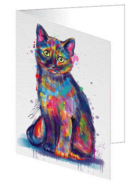 Watercolor Tortoiseshell Cat Handmade Artwork Assorted Pets Greeting Cards and Note Cards with Envelopes for All Occasions and Holiday Seasons GCD79142