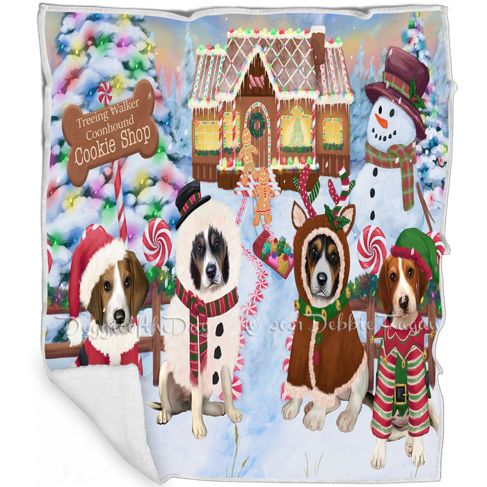 Holiday Gingerbread Cookie Shop Treeing Walker Coonhounds Dog Blanket BLNKT129063