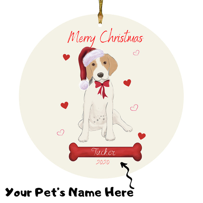 Personalized Merry Christmas  Treeing Walker Coonhound Dog Christmas Tree Round Flat Ornament RBPOR59027