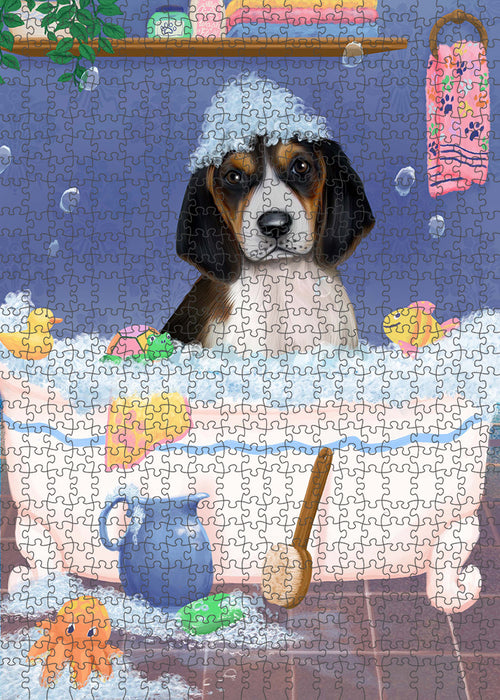 Rub A Dub Dog In A Tub Treeing Walker Coonhound Dog Portrait Jigsaw Puzzle for Adults Animal Interlocking Puzzle Game Unique Gift for Dog Lover's with Metal Tin Box PZL380