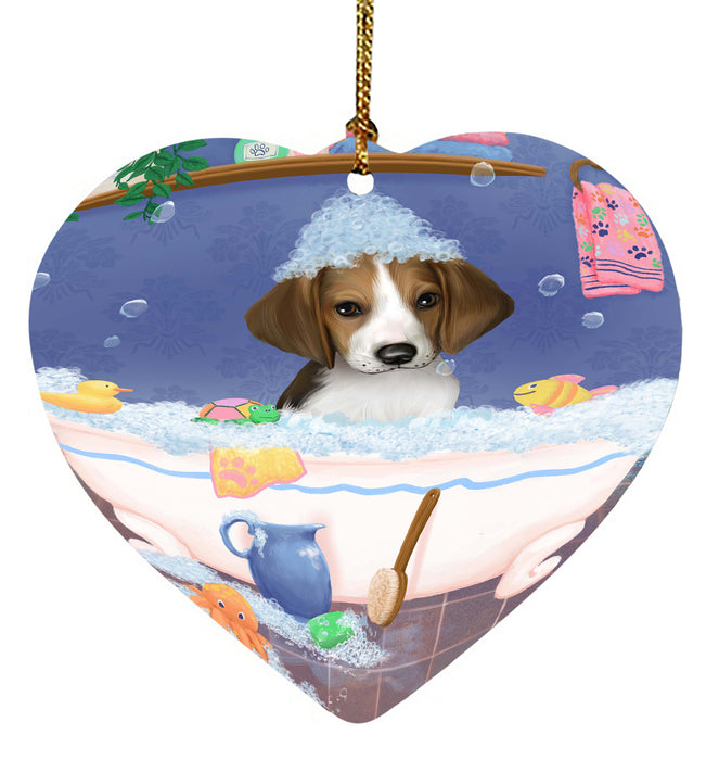 Rub A Dub Dog In A Tub Treeing Walker Coonhound Dog Heart Christmas Ornament HPORA58709