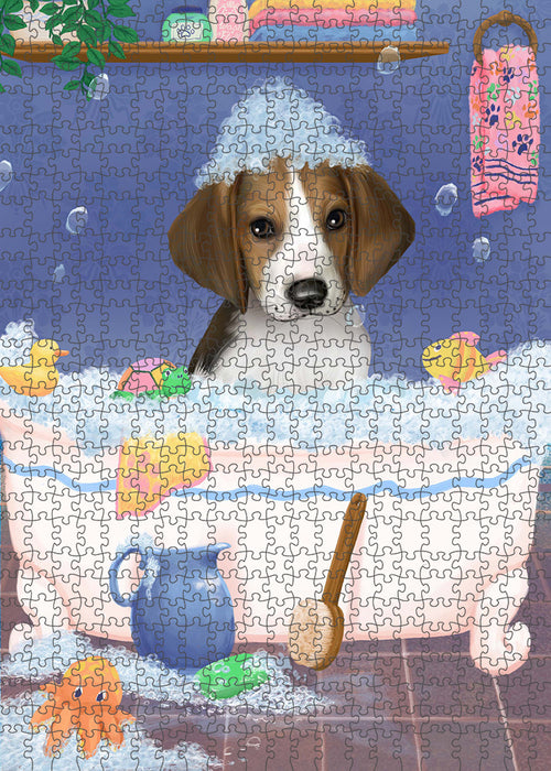 Rub A Dub Dog In A Tub Treeing Walker Coonhound Dog Portrait Jigsaw Puzzle for Adults Animal Interlocking Puzzle Game Unique Gift for Dog Lover's with Metal Tin Box PZL381