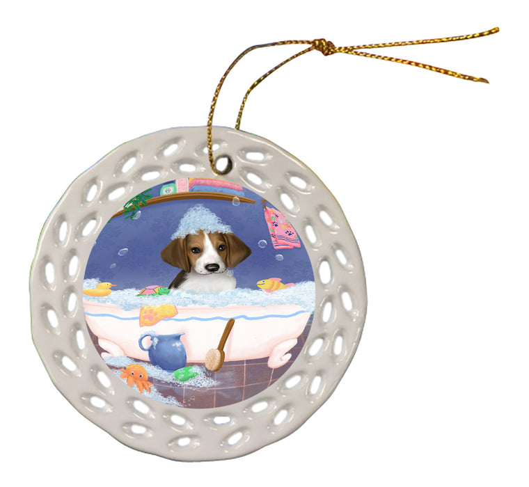 Rub A Dub Dog In A Tub Treeing Walker Coonhound Dog Doily Ornament DPOR58360