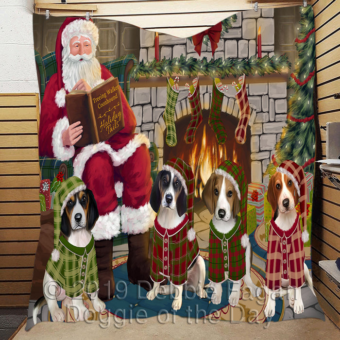 Christmas Cozy Holiday Fire Tails Treeing Walker Coonhound Dogs Quilt