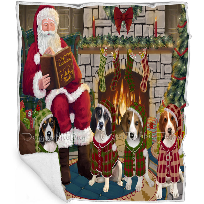 Christmas Cozy Holiday Tails Treeing Walker Coonhounds Dog Blanket BLNKT117975