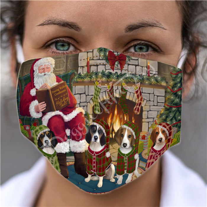Christmas Cozy Holiday Fire Tails Treeing Walker Coonhound Dogs Face Mask FM48676