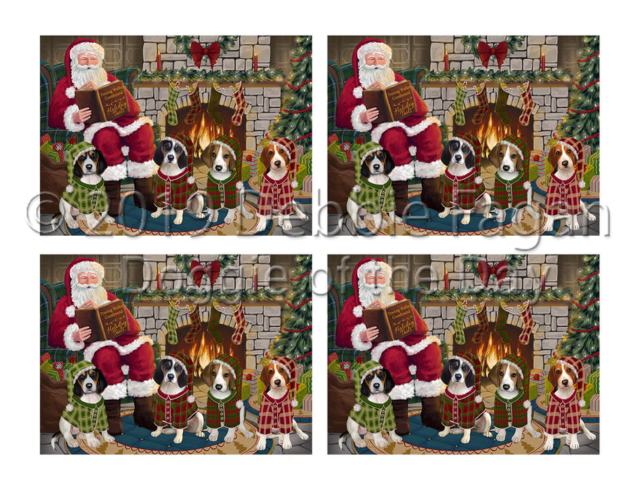 Christmas Cozy Holiday Fire Tails Treeing Walker Coonhound Dogs Placemat
