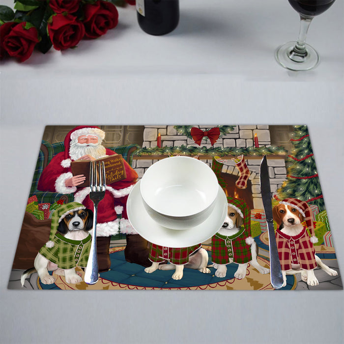 Christmas Cozy Holiday Fire Tails Treeing Walker Coonhound Dogs Placemat