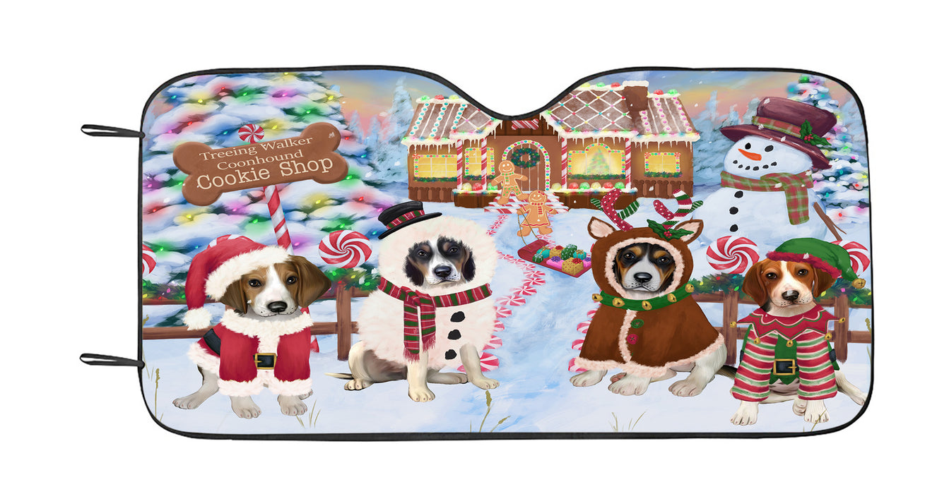 Holiday Gingerbread Cookie Treeing Walker Coonhound Dogs Car Sun Shade