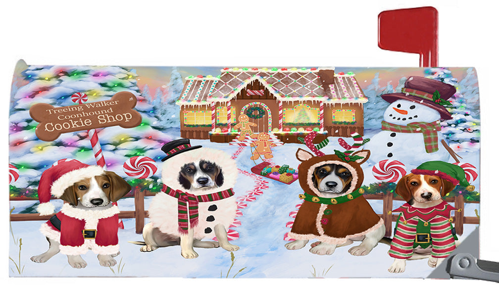 Christmas Holiday Gingerbread Cookie Shop Treeing Walker Coonhound Dogs 6.5 x 19 Inches Magnetic Mailbox Cover Post Box Cover Wraps Garden Yard Décor MBC49033