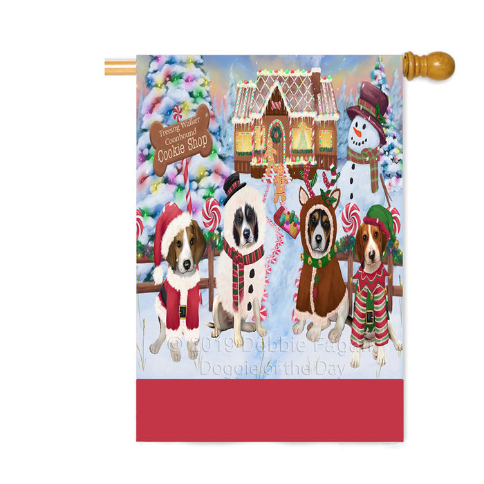 Personalized Holiday Gingerbread Cookie Shop Treeing Walker Coonhound Dogs Custom House Flag FLG-DOTD-A59302