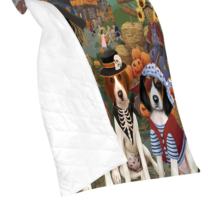 Halloween 'Round Town and Fall Pumpkin Scarecrow Both Treeing Walker Coonhound Dogs Quilt