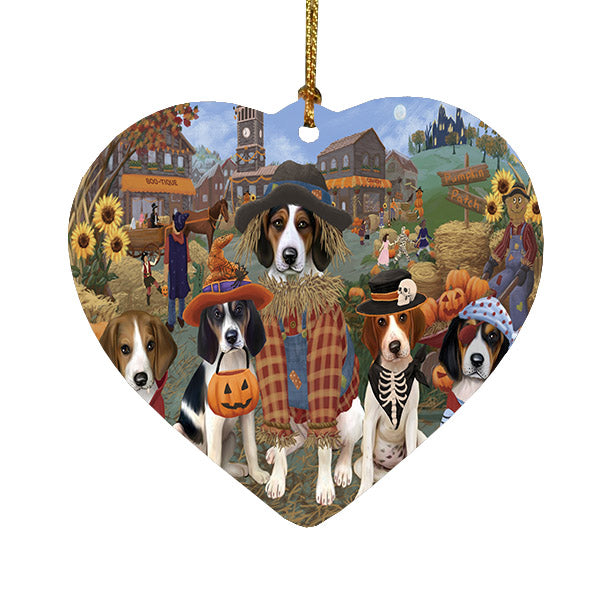Halloween 'Round Town Treeing Walker Coonhound Dogs Heart Christmas Ornament HPOR57711