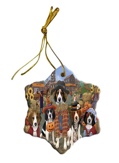 Halloween 'Round Town Treeing Walker Coonhound Dogs Star Porcelain Ornament SPOR57711