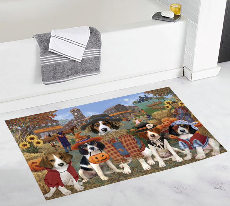 Halloween 'Round Town and Fall Pumpkin Scarecrow Both Treeing Walker Coonhound Dogs Bath Mat
