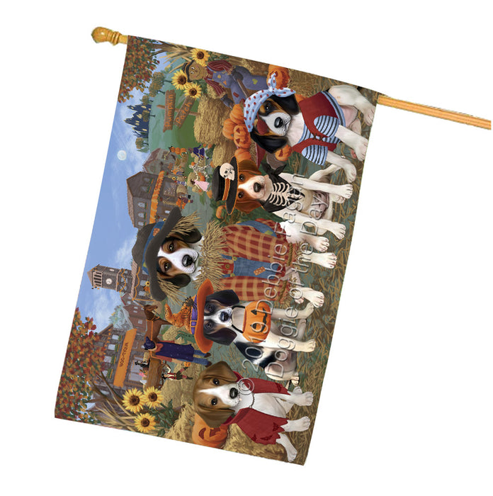 Halloween 'Round Town Treeing Walker Coonhound Dogs House Flag FLG65923