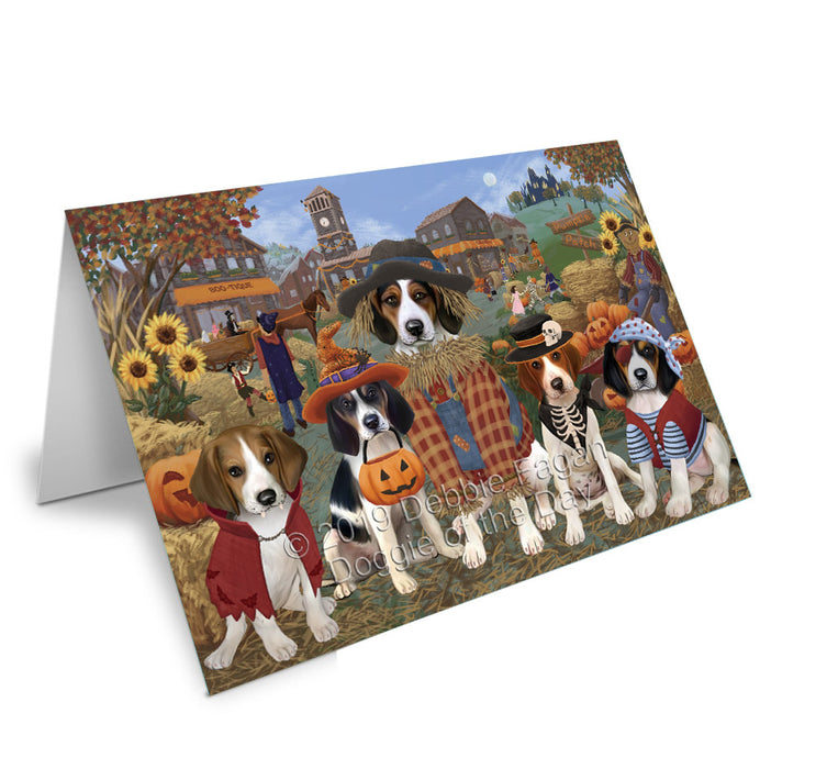 Halloween 'Round Town Treeing Walker Coonhound Dogs Handmade Artwork Assorted Pets Greeting Cards and Note Cards with Envelopes for All Occasions and Holiday Seasons GCD78479
